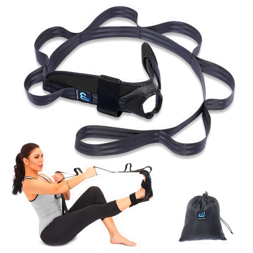 WANYIDA Foot and Calf Stretcher for Plantar Fasciitis, Achilles Tendonitis, Heel Spurs, Drop Foot. Yoga Stretching Strap for Leg, Thigh and Hamstring (Black)