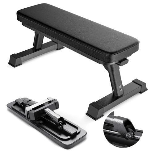 FF Finer Form Finer Form Gym Quality Foldable Flat Bench for Multi-Purpose Weight Training and Ab Exercises - Free PDF Workout Chart Included