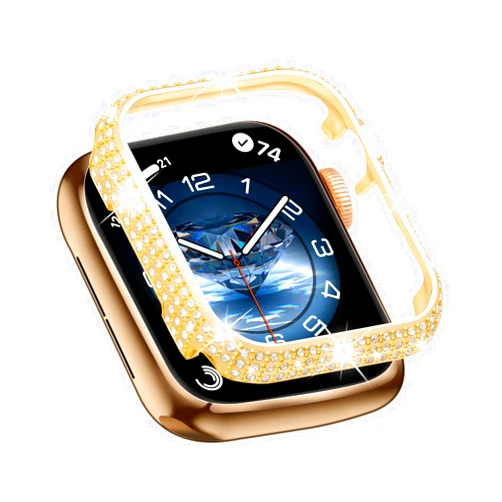 Frdkate Metal Bling Apple Watch Case with Crystals Sparkling Diamonds for Iwatch Series 8 Series 7 41mm for Gift Women Girl （41mm Gold.