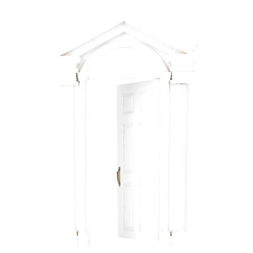 Agatige Dollhouse Miniature Door, 1:12 Mini DIY Wooden Steepletop Door Room Decor Simulation Doll House Ornament Wood Door Dollhouse Furniture
