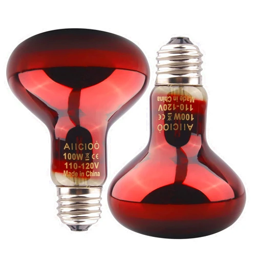 Aiicioo Reptile Red Night Light Bulb - 100W Reptile Heat Lamp Bulb Infrared Basking Spot Lamp for Bearded Dragon Lizard Turtle Hermit Crab Leopard Gecko Snake Chameleon Tank