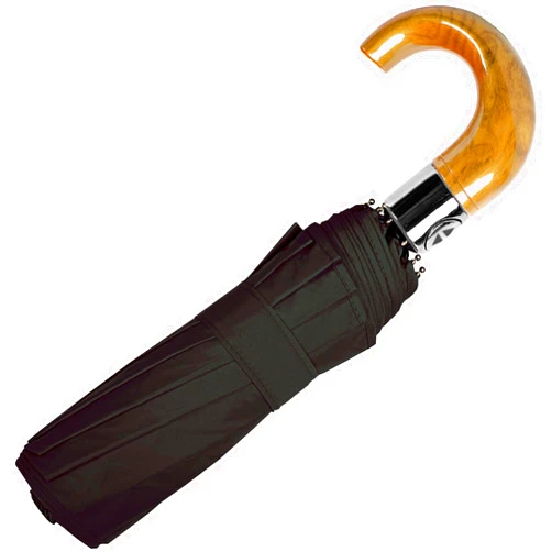 Kung Fu Smith Men's Black Compact Travel Umbrella Windproof with J Hook Curved Handle, Automatic Small Folding Umbrella for Sun & Rain, Strong Mini Portable Golf Umbrella for Backpack & Car