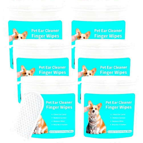 Beieverluck 150 Count Ear Finger Wipes for Dogs and Cats Teeth Cleaning Wipes Eyes Wipes Pet Grooming Wipes Set for Removing Ear Wax Debris Dirt and Stop Smelly Itchy