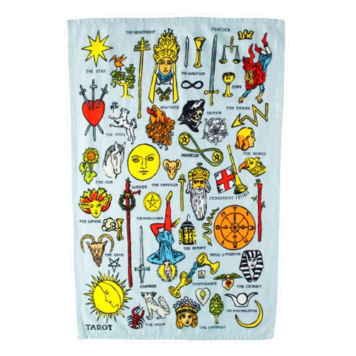 The Unemployed Philosophers Guild Tarot Towel - 100% Cotton Classic Tarot Imagery Inspired Novelty Kitchen Dish Towel Featuring The Hangedman, The Fool, The Hermit, and More, 18