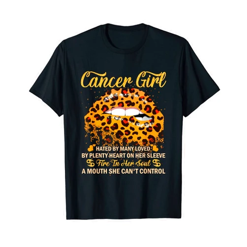 Cancer Girl Birthday Leopard Sexy Lip Zodiac T-Shirt