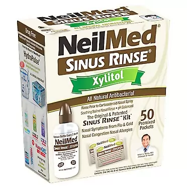 NeilMed Sinus Rinse Kit with Xylitol, 50 Count (Pack of 1)
