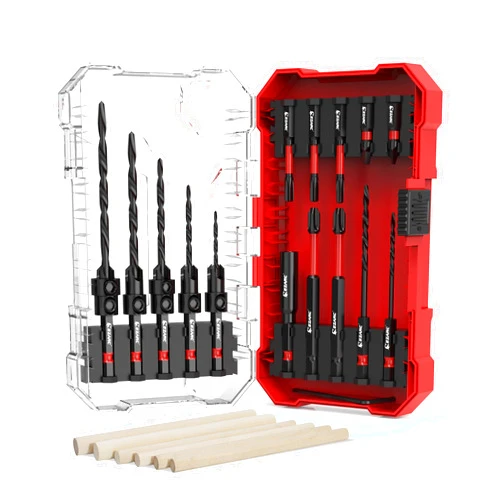 EZARC Countersink Drill Bit Set, 24 PCS Tapered Drill Bits Counter Sink Drill Bit with 6PCS Wooden Sticks 1/4