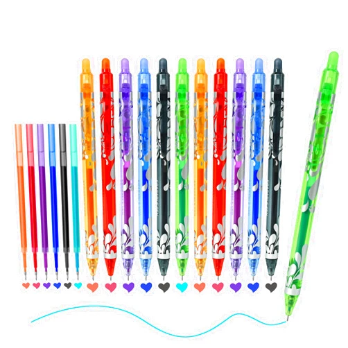 Temiary 18Pcs Retractable Erasable Gel Pens Multicolor, Make Mistakes Disappear, 12 Pens & 6 Refills, Smooth Ink Easy to Erase, Assorted Color Inks for Drawing Writing Crossword Puzzles