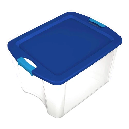STERILITE True Blue 72 Qt./18 Gal. Latching Storage Bin with Clear Base