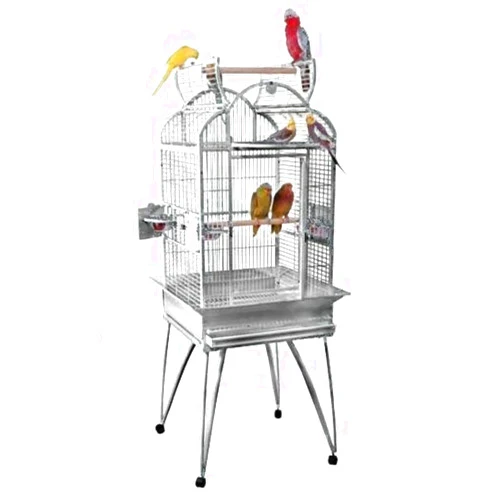 KING'S CAGES SLT4 2424 Superior Line Medium Triple Top Cage Bird Toy Toys Love Birds Amazons Caiques Jardines Pionus (Gray/Silver)