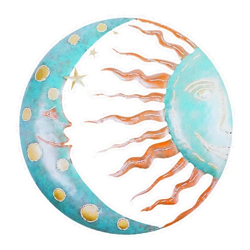 CIEL & MARS Celtics Decor Sun and Moon Metal Wall Art Decoration Metal Outdoor Wall Decor Hanging Outdoor Celtic Gifts Wiccan Mandala Garden Wall Art Decor for Outside Light Blue