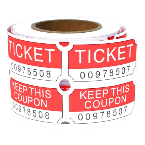L LIKED 250 Raffle Tickets, Red (4 Color Selection),Double Roll,50/50 Tickets for Events, Entry, Class Reward