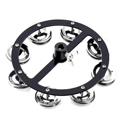 Facmogu 5.5 Inch Mountable Cymbal Hi-hat Tambourine with Single Row 8-pair Stainless Steel Jingles 37cm/1.5in, Drum Set Tambourine with Wing Nut Mount & Durable Alloy Construction for Hihats - Black