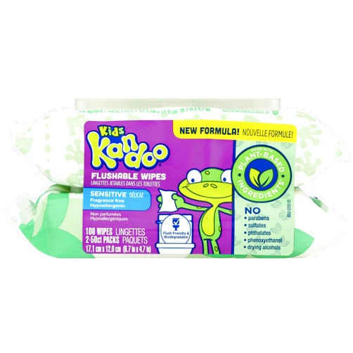 Kandoo, Flushable Wipes Sensitive Toddler Flip Top Lid, 100 Count