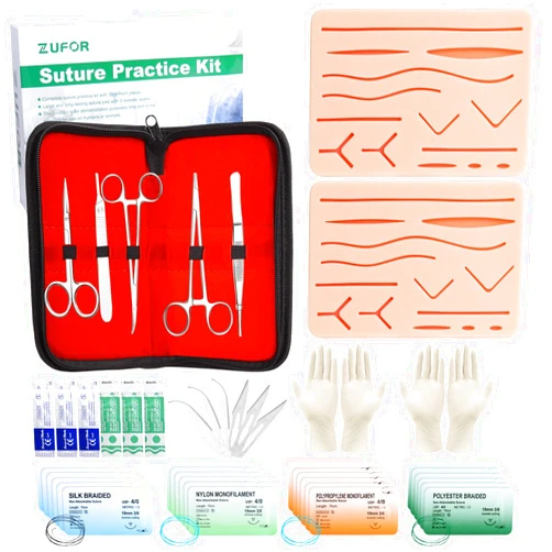 Zufor Suture Practice Kit (39 Pcs) Include Durable Large Suture Pad。 Gifts for Medical Students。Suture Kits for Education Use Only ，This Suture Kit is not Suture Kit Medical Grade
