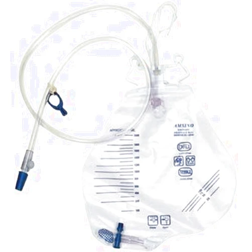 Amsino Amsure Urinary Drainage Bag, 2000mL, Anti-Reflux, Pre-Pierced Needle Free Sampling Port AS322