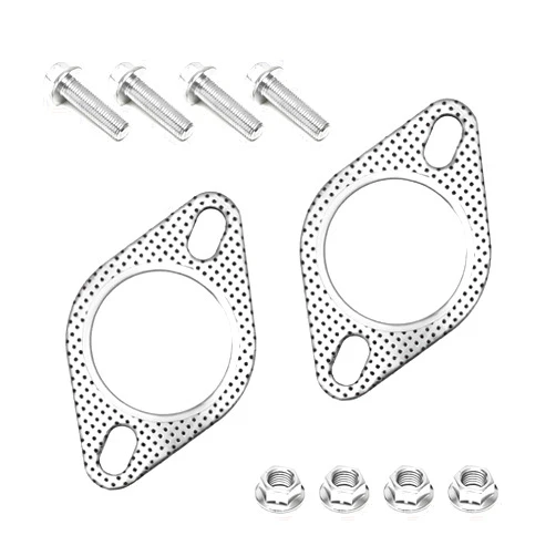 Ohleats 2 PCS Car Exhaust Gasket, 2 Inch 2-Bolt Exhaust Pipe Flange Gasket, High Temp Exhaust Manifold Gasket Replacement Used for Exhaust Turbo Catback Headers, Car Accessories (2.5 Inch+4 Screws)