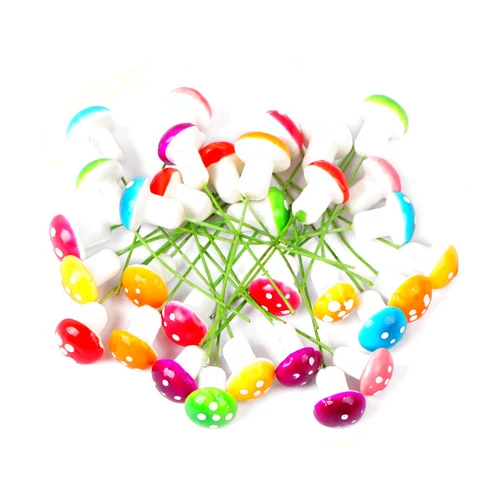 MIDELONG Mini Mushrooms Tiny Figurines Miniatures Colorful Mushrooms Garden Mushrooms Decoration for Home Micro Landscape Plant Pots Fairy Bonsai Resin DIY Craft Ornaments, Pack of 32