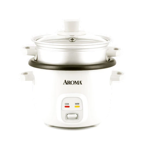 AROMA® Rice Cooker, 2-Cup (Uncooked) / 4-Cup (Cooked), Steamer, Grain Cooker, Soup Maker, Oatmeal Cooker, Auto Keep Warm, 1 Qt, White, ARC-302-1NG