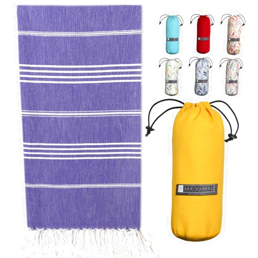 BAY LAUREL Turkish Beach Towel with Travel Bag 39 x 71 Quick Dry Sand Free Lightweight Large Oversized Towels Light