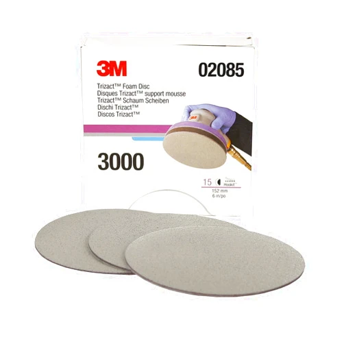 Hookit 3M Trizact Hookit Foam Disc, 02085, 6 in, P3000, 15 discs per carton,Blue751