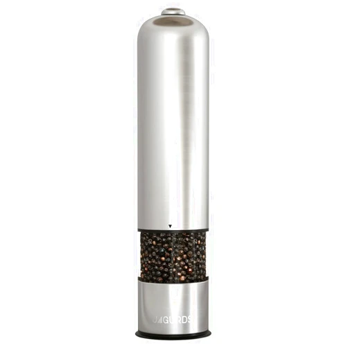JAGURDS Electric Salt and Pepper Grinder - Automatic, Refillable, Battery Operated Stainless Steel Spice Mills with Light - One Handed Push Button Peppercorn Grinders and Sea Salt Mills
