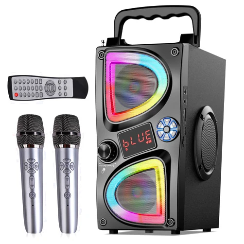 SUPNIU Karaoke Machine for Kids Adults, Portable Bluetooth Mini Karaoke Singing Speaker with 2 Wireless Microphone and LED Lights, Gifts Toys for All Smartphones, Birthday, Family, Home Party
