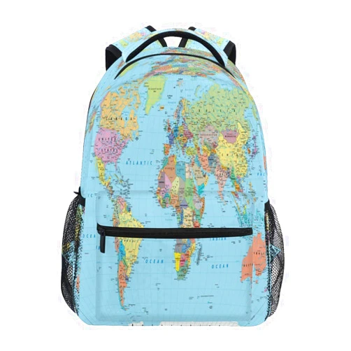 UOYO Backpacks Globe World Map School Bag Student Bookbag Adjustable Shoulder Bags Laptop Rucksack Travel Hiking Camping Daypack for Teens Girls Boys Women Men