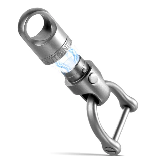 FEGVE Titanium Swivel Small Key Ring with D Ring Keychain for Car Key Fob,DIY Bag (Swivel Connector+D Ring)
