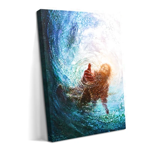 AKWISH Jesus Christian Wall Art, Hand of God Canvas Paintings Posters Prints, Christ Religion Bible Jesus Salvation Wall Decor for Church Study Prayer Room Home Decoration 12x16 in Framed