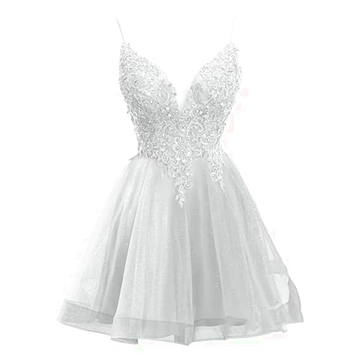 Aibilye Homecoming Dresses Lace Prom Dress Tulle Cocktail Party Dresses Short Homecoming Dresses for Junior Tulle Grey 6
