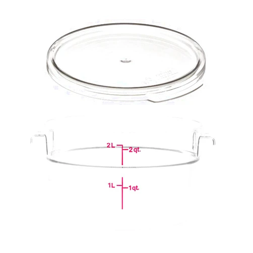 Cambro RFSCW2135 Camwear 2-Quart Clear Round Food Storage Container with Cambro RFSCWC2135 Clear Round Lid