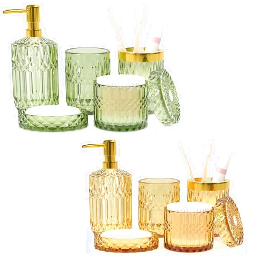 Towoaafu 10Pcs Premium Bathroom Accessories Set (Green and Dark Brown)