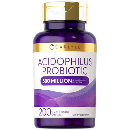 Carlyle Acidophilus Probiotic | 500 Million CFU | 200 Capsules Non-GMO & Gluten Free | Probiotic for Men & for Women