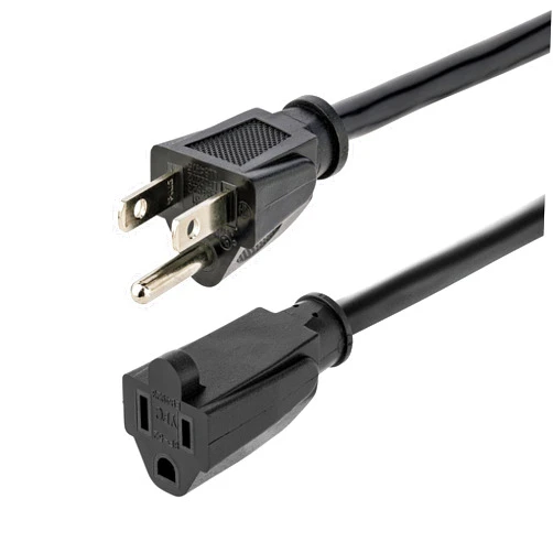 StarTech.com 6ft (1.8m) Heavy Duty Extension Cord, NEMA 5-15R to NEMA 5-15P Black Extension Cord, 15A 125V, 14AWG, Heavy Gauge Power Extension Cable, Heavy Duty AC Power Cord, UL Listed (PAC101146)