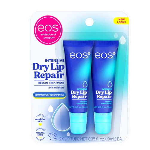 eos The Hero Lip Repair, Extra Dry Lip Treatment, 24HR Moisture, Natural Strawberry Extract, 0.35 fl oz, 2 Count (Pack of 1)