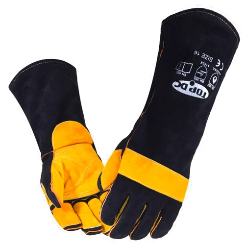 TOPDC Welding Gloves 14/16 Inches Fire/Heat Resistant Leather Welding Gloves For Mig Tig Stick Forge BBQ Grill Fireplace
