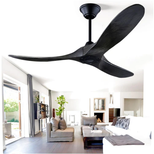 BZXYN Ceiling Fans without Lights, 52 Inch Modern Ceiling Fans no Lights with Remote Control, Black 3 Blade Solid Wood Indoor Outdoor Ceiling Fans for Patios Porch Gazebo Bedroom Kitchen