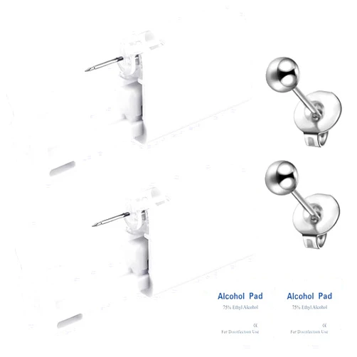 Orilace Ear Piercing Kit - 2 Pcs Self Disposable Ear Piercing Gun Built-in Earring Stud Low Pain at Home Piercer Kit Tool Easy Use for Salon 3mm