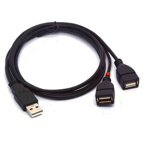PIIHUSW USB Splitter Cable, 1M Long USB 2.0 Type A Male to Dual USB Female Charging & Data Sync Extension Cord (Red one Only for Charging)