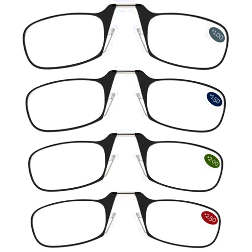 ThinOptics Find Your Strength Clarity Kit Rectangular Reading Glasses, Black, 44.45 mm + 2.5