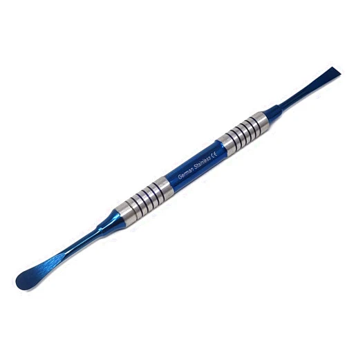 A2Z SCILAB Dental West Dell W2 Periosteal Double Ended Tooth Elevator Hollow Handle, Rounded End/Flat End, Stainless Steel Blue Titanium Coated Double Ended Surgical Dental Instrument