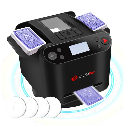 ShuffleBox G1 Pro Automatic Card Shuffler and Dealer 2-in-1, Eletric Shuffling and Dealing Machine All in ONE, Ultra Quiet, Rechargeable, Remote Card Calling, for Board Games and Poker Games (Black)