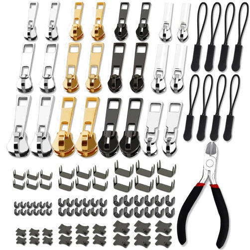 Haraqi 105 Pieces Zipper Repair Kit #3#5#8, Zipper Replacement with Install Plier for Repairing Coats, Jackets, Tents, Backpacks, Sleeping Bag, Luggage