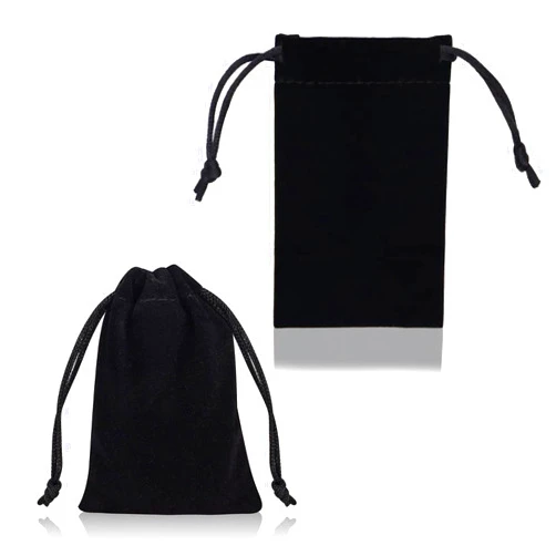 DTOL Velvet Cloth Jewelry Bags, Small Gift Pouches Drawstring Bags for Party, Travel Portable, Christmas, Festival, Makeup Favor Organizer Storage Holder Bags, 3x4 Inch 50 Pieces Black