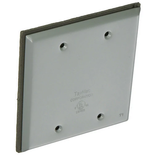 TayMac BC200S Weatherproof Metallic Device Cover, Blank, Two Gang, Gray