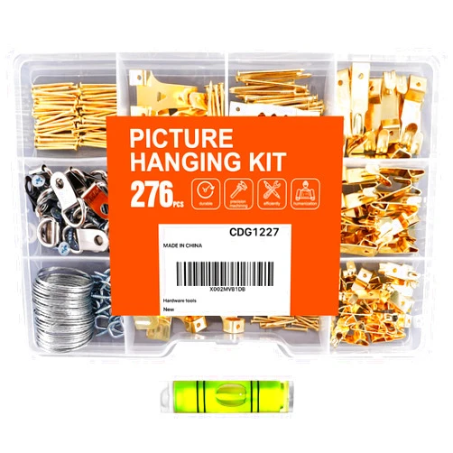 Hongway 276pcs Picture Hanging Kit, Picture Hangers, Heavy Duty Frame Hooks Assortmentwith Nails, Hanging Wire, Screw Eyes, D Ring and Sawtooth Hardware for Frames Mounting
