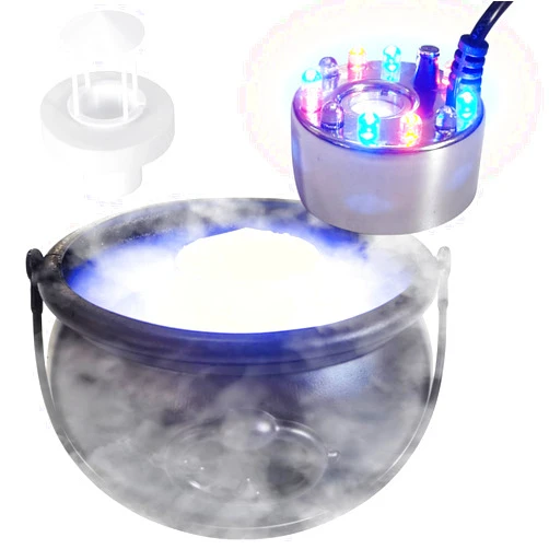 UPLAVIE Halloween Decoration, Ultrasonic Mist Maker Fogger with Black Witch Cauldron Waterproof Frame 12 LED Light Flashes for Halloween Decor Water Fountain Pond Fogger Fishtank