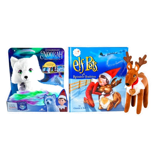 The Elf on the Shelf Extraordinary Noorah Plush Elf Pets Santa*s Magical Arctic Fox and Elf Pets Reindeer, Tradition Story Book Set (Multi-Item Bundle)