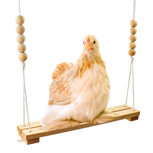 Backyard Barnyard Chicken Swing Toy for Coop HANDMADE in USA!!! Natural Safe Wooden Accessories Large Durable Perch Ladder for Poultry Run Rooster Hens Chicks Pet Parrots Macaw Entertainment Stress Relief for Birds